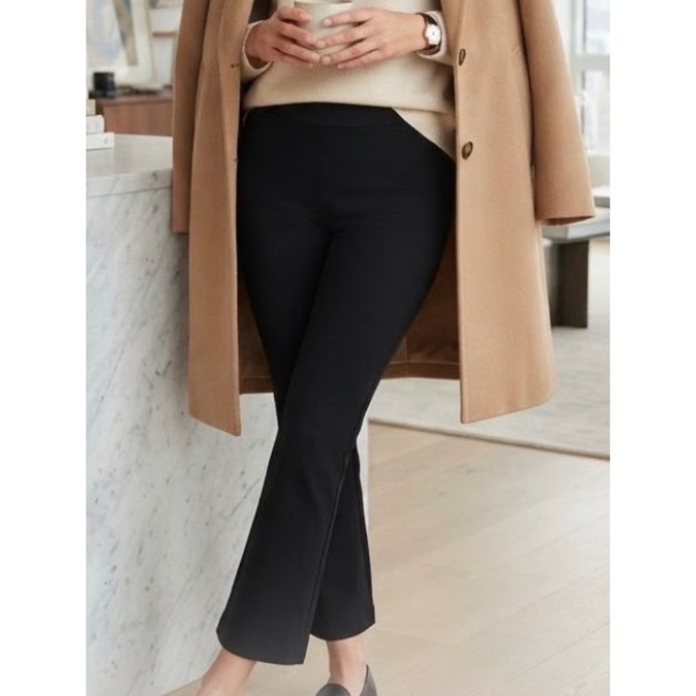 Lafayette 148 New York Punto Milani Gates Black Pull On Stretch Pants Size L